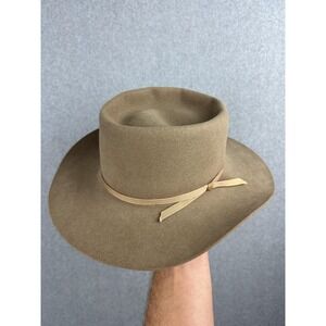 Akubra Hat Cowboy Fitted Mens 55 Brown Down Under Wide Brim Felt Australia